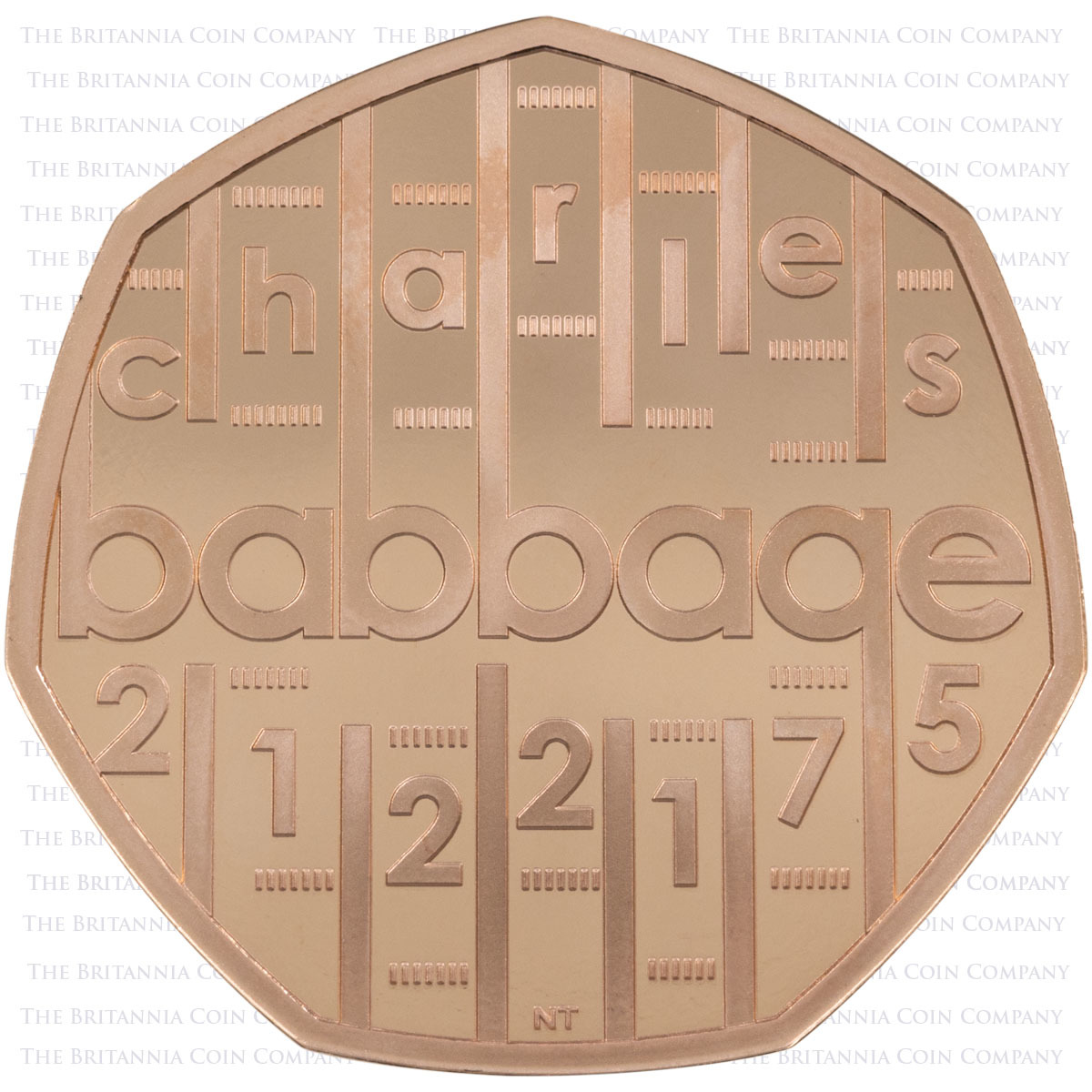UK21CBGP 2021 Innovation In Science Charles Babbage Computing Fifty Pence Gold Proof Coin Reverse