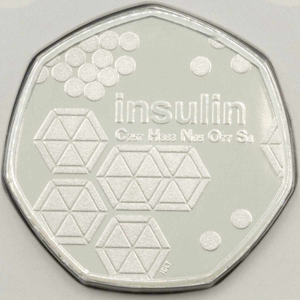 UK21DIBU 2021 Innovation In Science 100 Years Discovery Of Insulin Fifty Pence Brilliant Uncirculated Coin In Folder Reverse