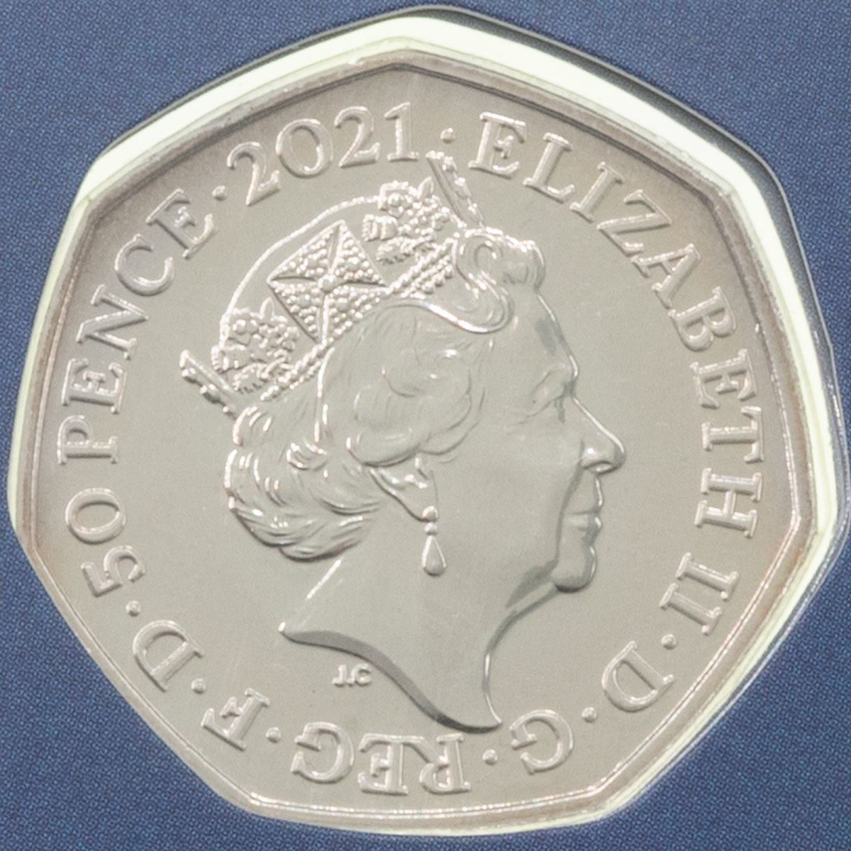 UK21DIBU 2021 Innovation In Science 100 Years Discovery Of Insulin Fifty Pence Brilliant Uncirculated Coin In Folder Obverse