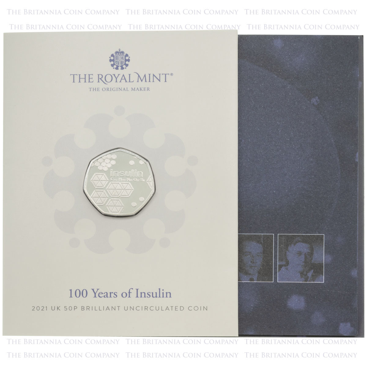 UK21DIBU 2021 Innovation In Science 100 Years Discovery Of Insulin Fifty Pence Brilliant Uncirculated Coin In Folder