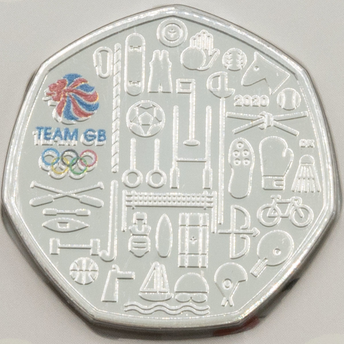UK21GBCB 2021 Team GB Olympic Games Coloured Fifty Pence Brilliant Uncirculated Coin In Folder Reverse