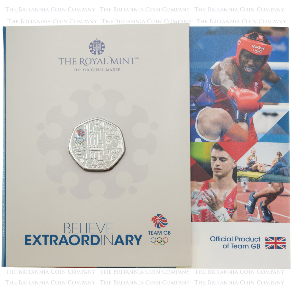 UK21GBCB 2021 Team GB Olympic Games Coloured Fifty Pence Brilliant Uncirculated Coin In Folder