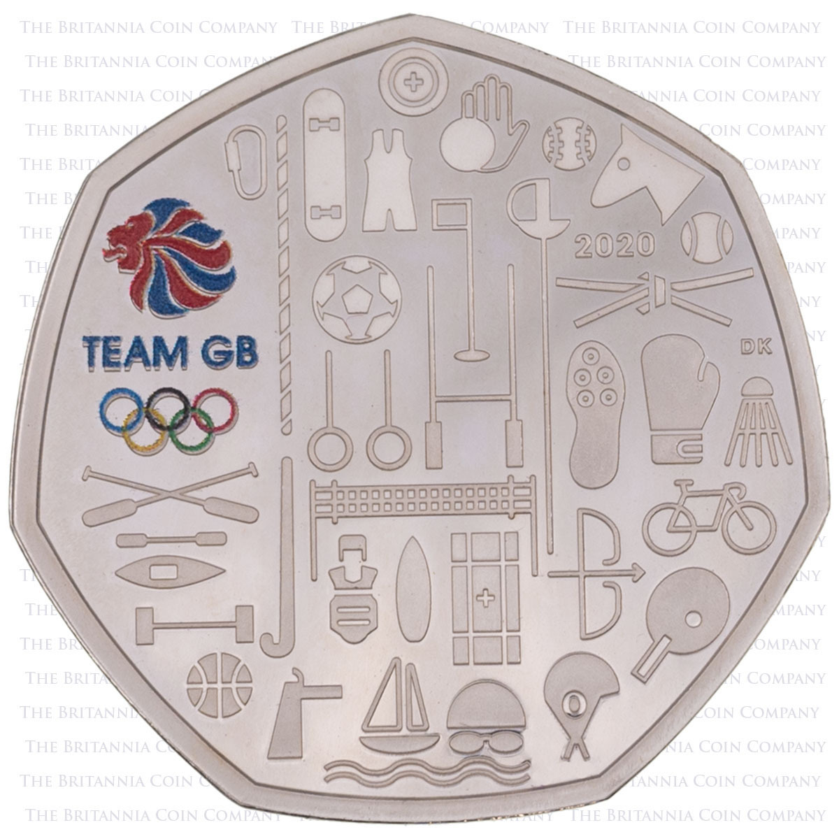 UK21GBPF 2021 Team GB Fifty Pence Piedfort Silver Proof Coin reverse design