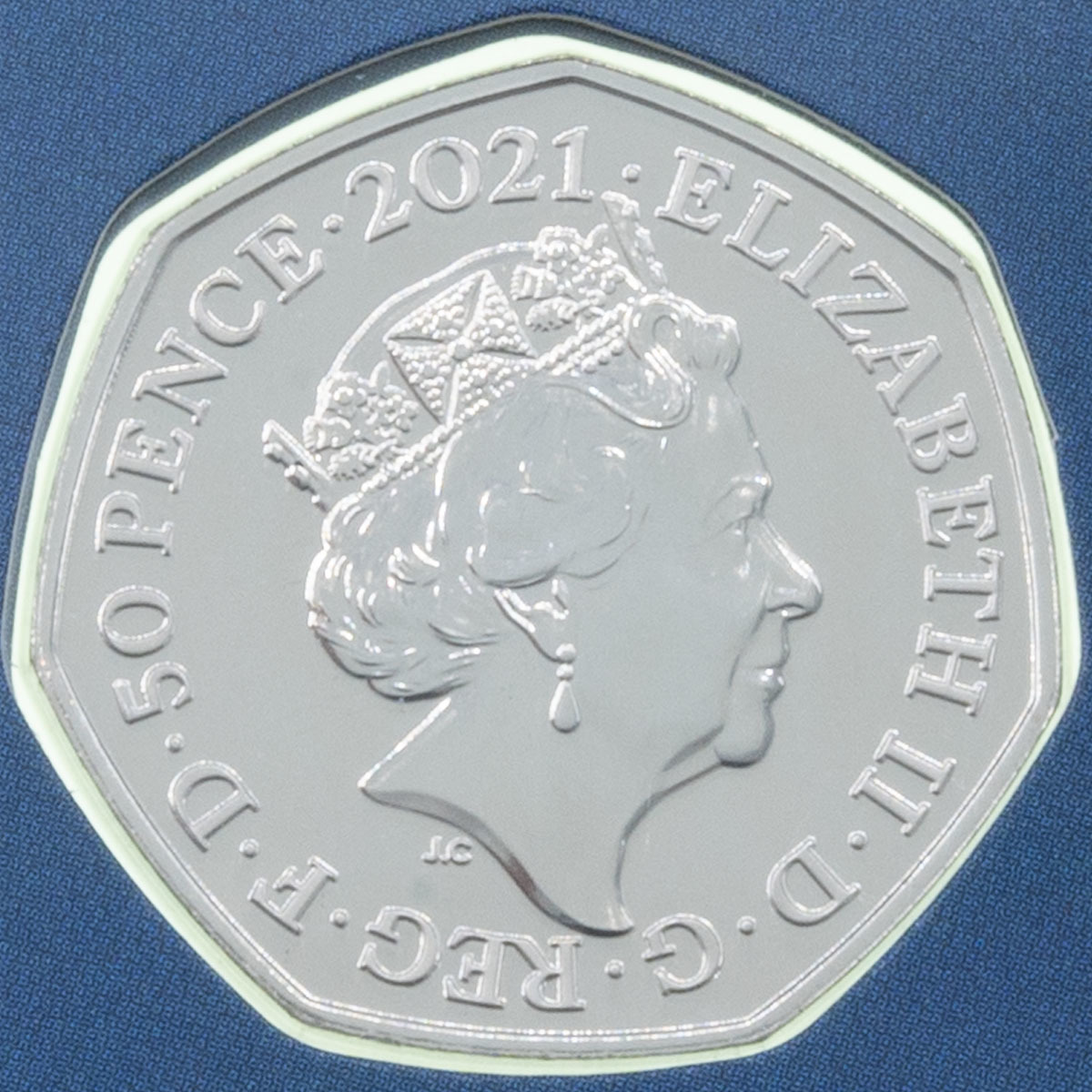 UK21LBBU 2021 Innovation In Science John Logie Baird Television Fifty Pence Brilliant Uncirculated Coin In Folder Obverse