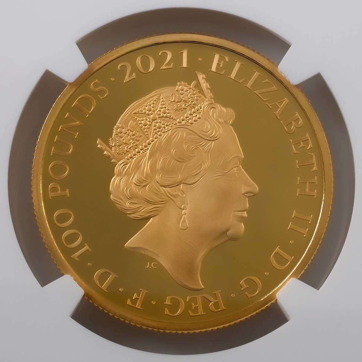 UK21M1GP 2021 Mr Happy 1 Ounce Gold Proof PF 70 First Releases Obverse