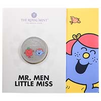 UK21M2BC1 2021 Mr Men Mr Strong And Little Miss Giggles Five Pound Crown Coloured Brilliant Uncirculated Coin In Folder Thumbnail