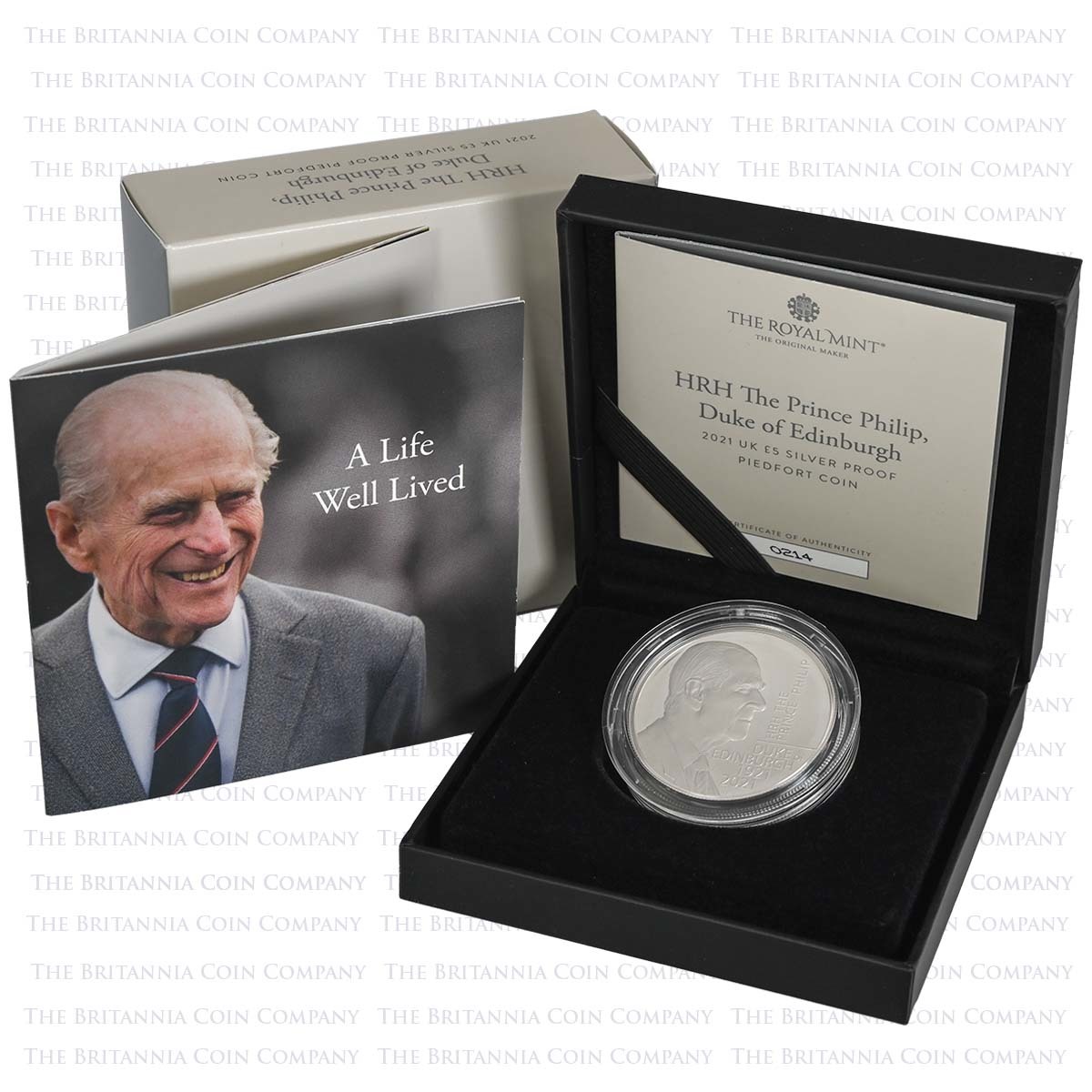 UK21PMPF 2021 Prince Philip Duke Of Edinburgh Memorial £5 Crown Piedfort Silver Proof Coin Boxed