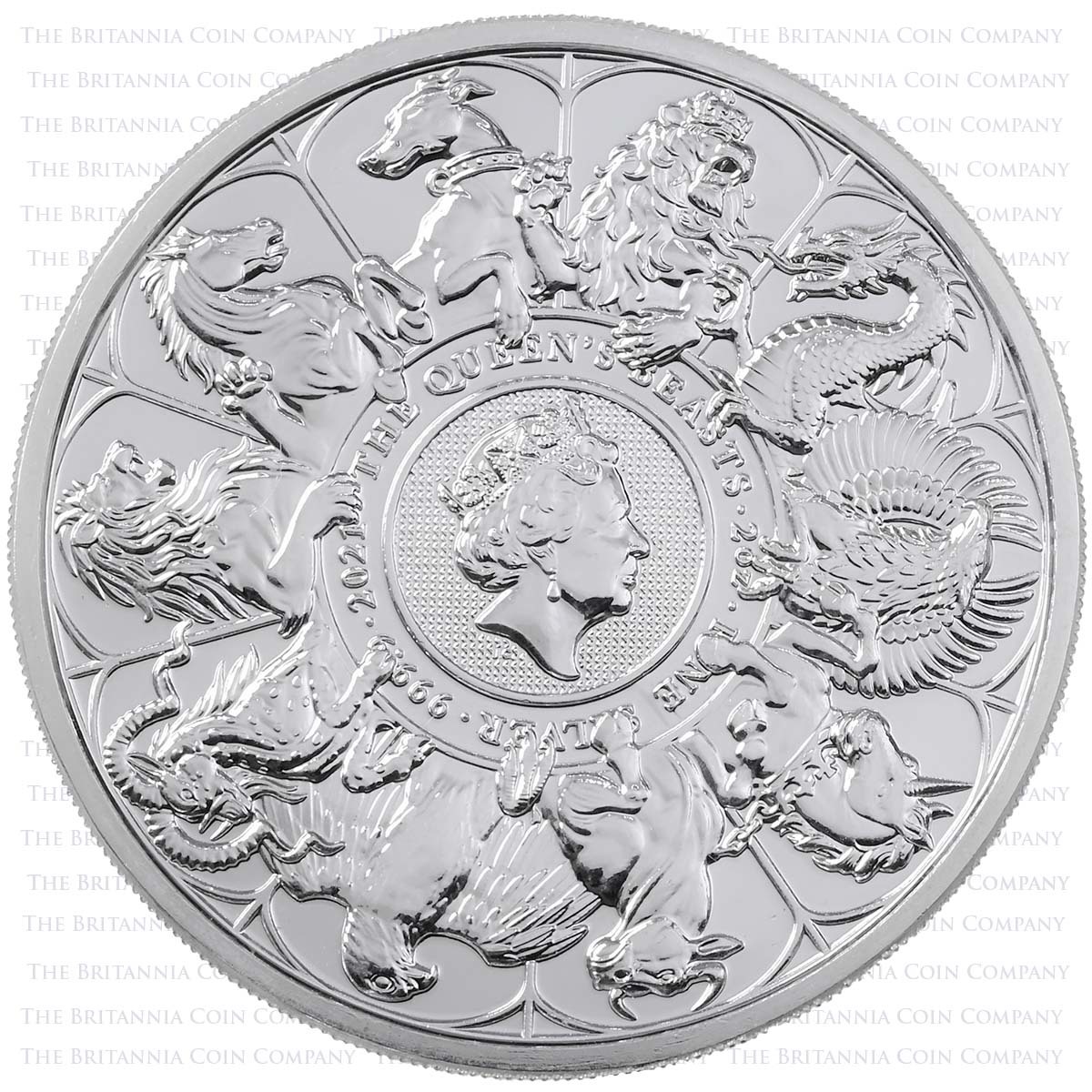 2021 Queen's Beasts Completer 2oz Silver Bullion Reverse