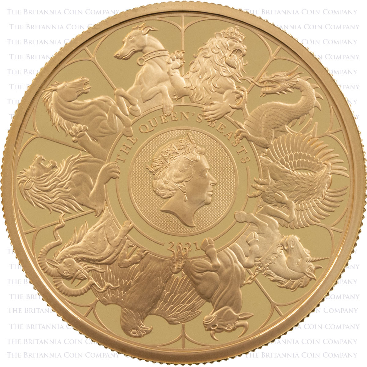UK21QBGP 2021 Queen's Beasts Completer One Ounce Gold Proof Coin Reverse