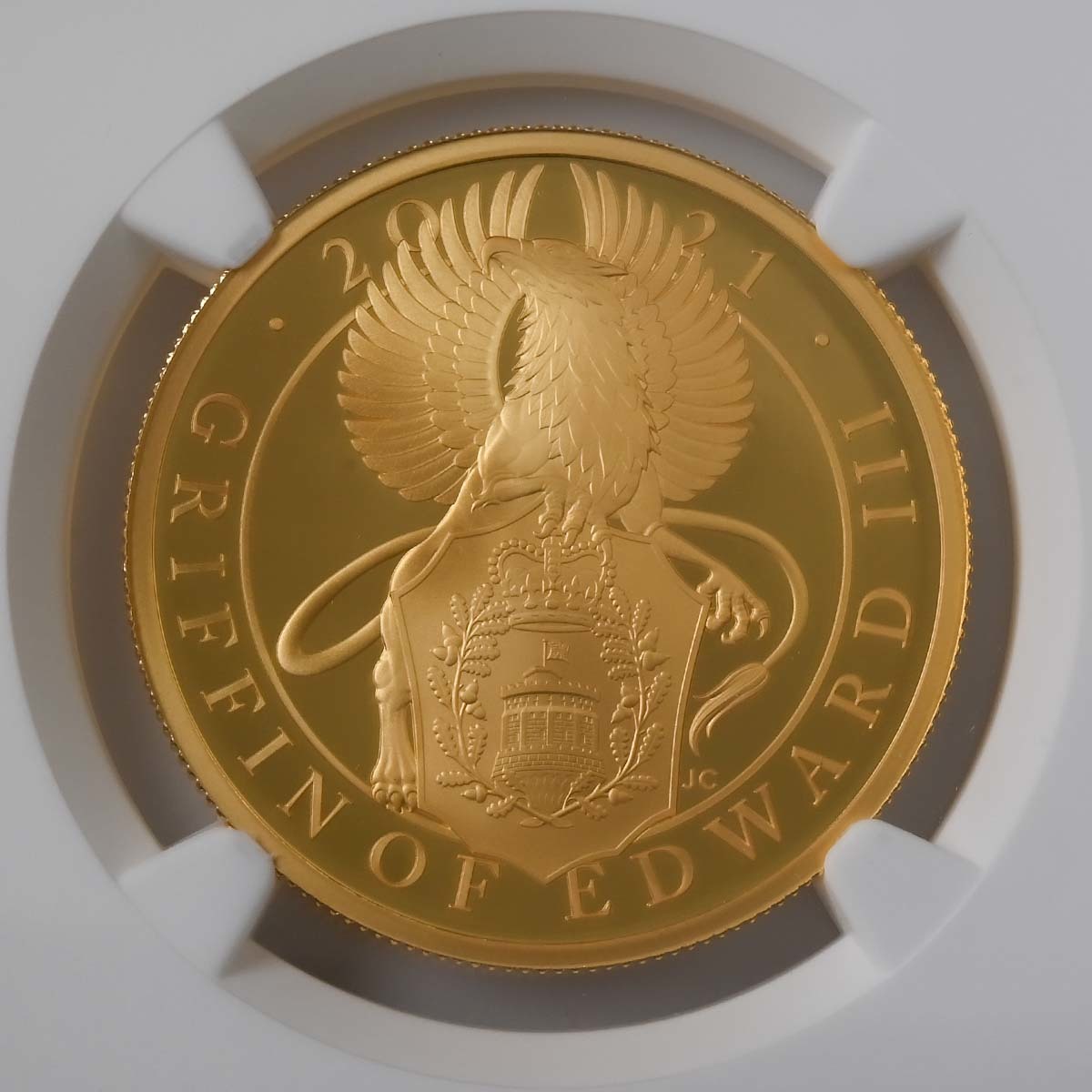 UK21QGGP 2021 Griffin of Edward III 1 Ounce Gold Proof PF 70 First Releases Reverse
