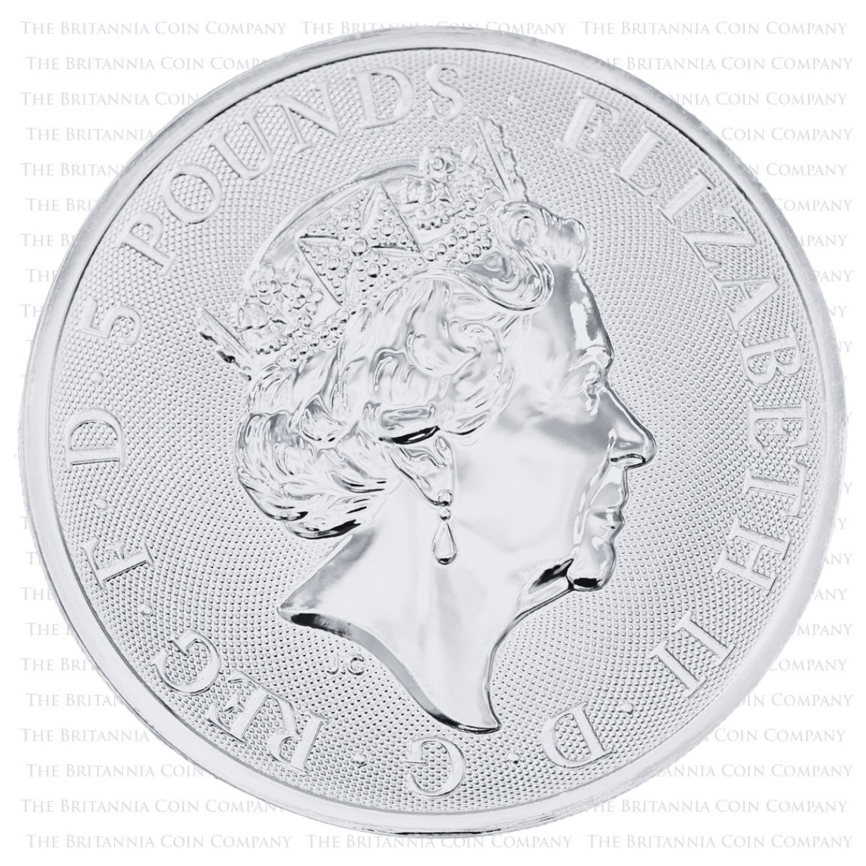 UK21QGS2 2021 Queen's Beasts White Greyhound Of Richmond Two Ounce Silver Bullion Coin Obverse