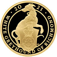 UK21QWGP 2021 Queen's Beasts White Greyhound of Richmond 1 Ounce Gold Proof Thumbnail