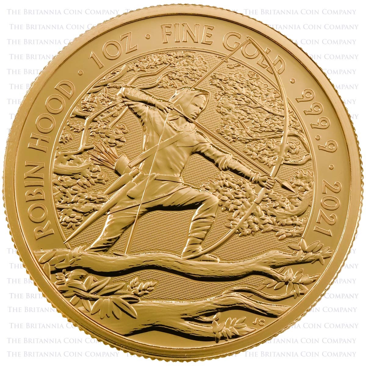 MLRH211GC 2021 Myths And Legends Robin Hood 1oz 999.9 Gold Bullion Coin Reverse