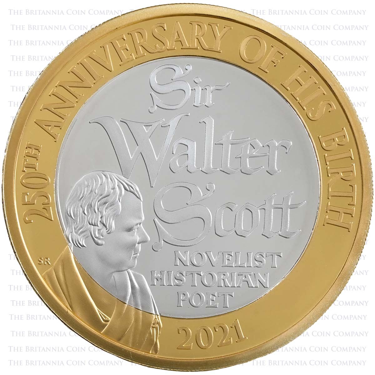 UK21SWPF 2021 Sir Walter Scott £2 Piedfort Silver Proof Reverse
