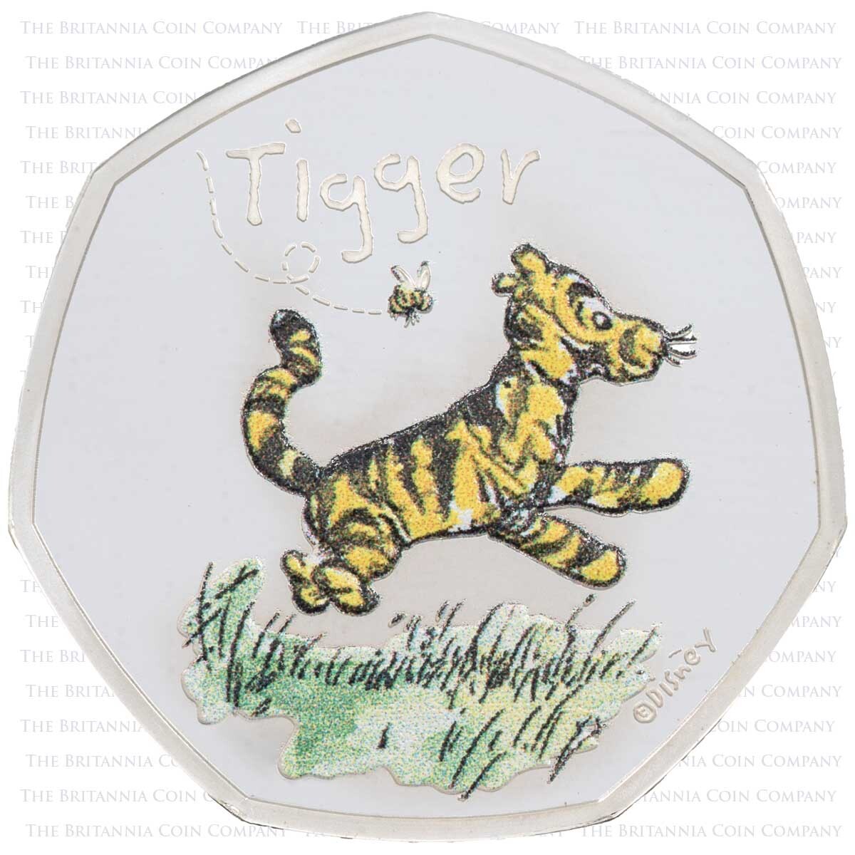 UK21TGSP 2021 Tigger Fifty Pence Coloured Silver Proof Winnie The Pooh Coin