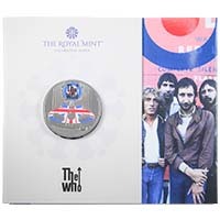 UK21TWBC 2021 Music Legends The Who Five Pound Crown Coloured Brilliant Uncirculated Coin In Folder Thumbnail