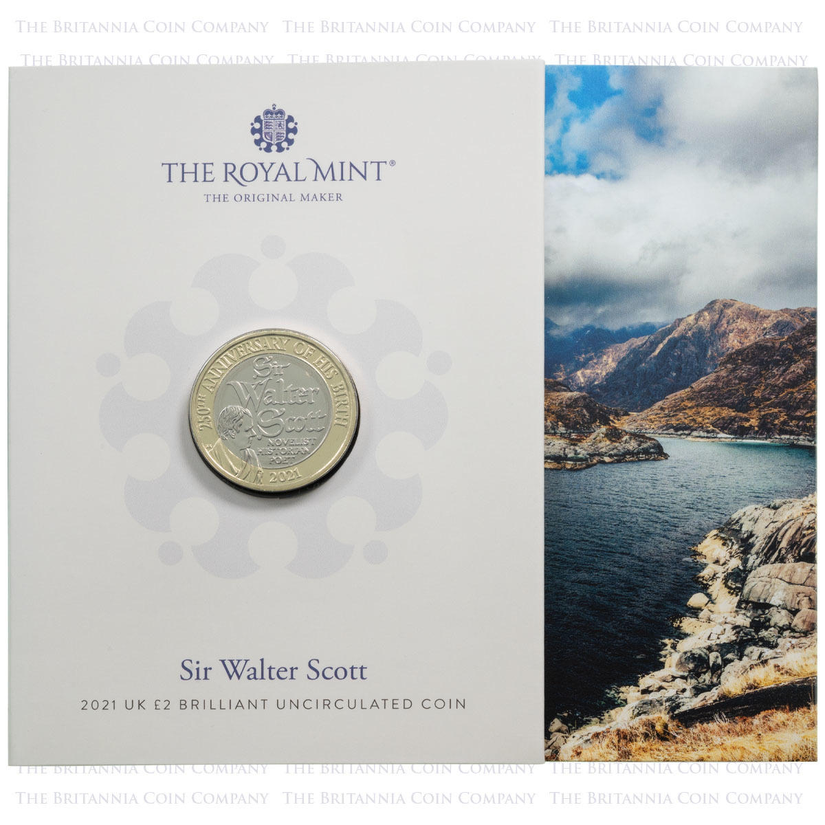 UK21WSBU 2021 Sir Walter Scott Two Pound Brilliant Uncirculated Coin In Folder