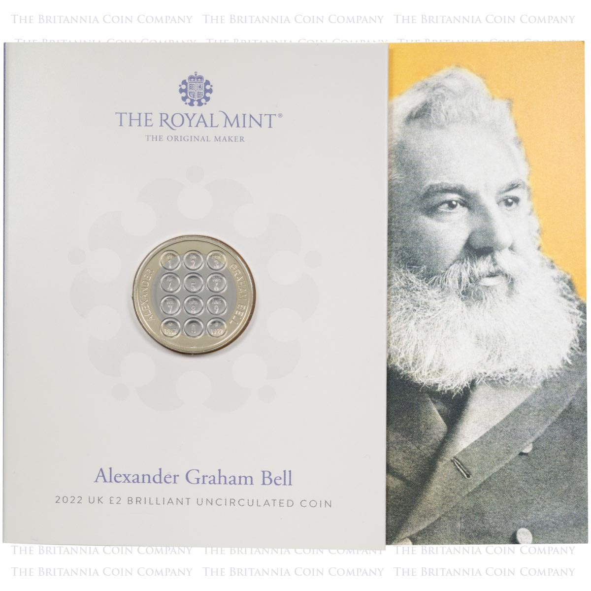 UK22ABBU 2022 Alexander Graham Bell Two Pound Brilliant Uncirculated Coin In Folder