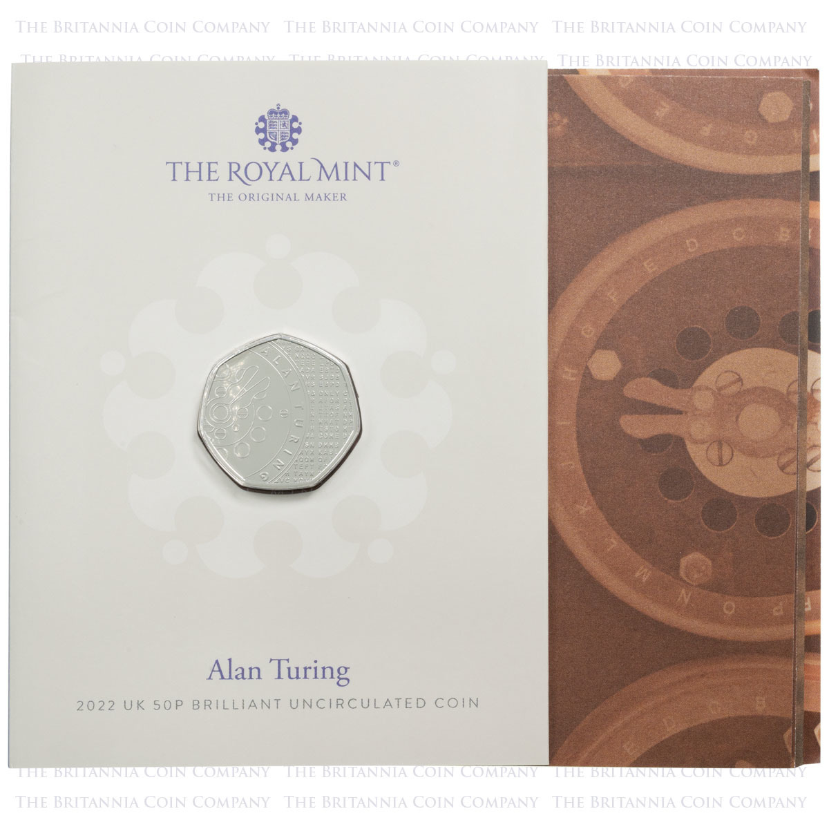 UK22ATBU 2022 Innovation In Science Alan Turing Fifty Pence Brilliant Uncirculated Coin In Folder