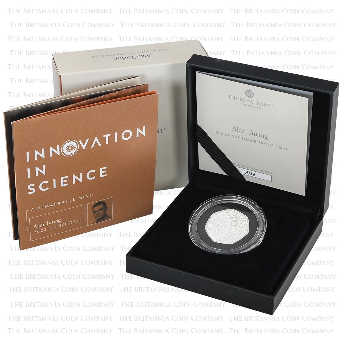 UK22ATSP 2022 Innovation In Science Alan Turing Fifty Pence Silver Proof Coin Boxed