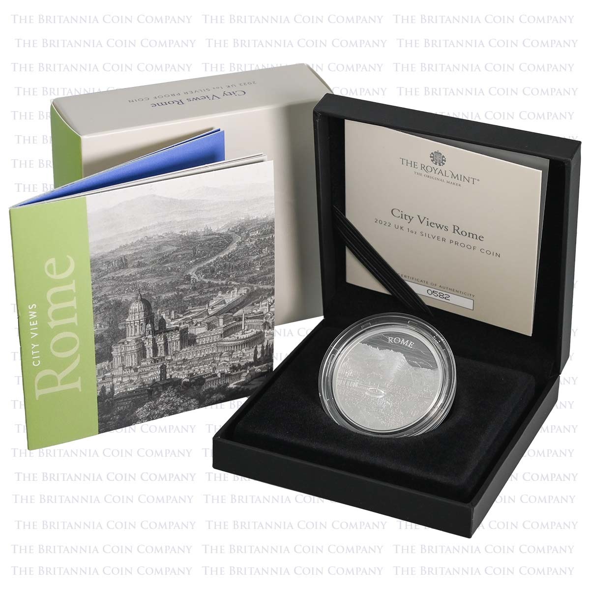 UK22CVR1S 2022 Rome City Views 1oz Silver Proof Coin Packaging