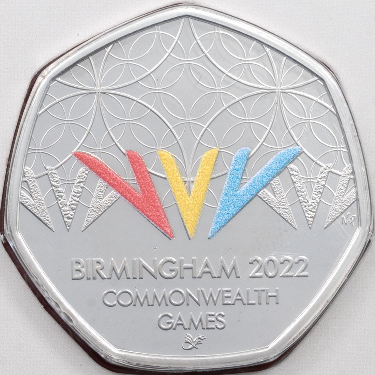 UK22CWBC 2022 Birmingham Commonwealth Games Wales Fifty Pence Coloured Brilliant Uncirculated Coin reverse