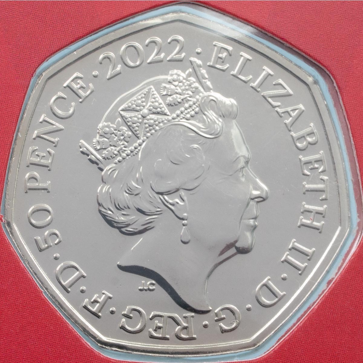 2022 Birmingham Commonwealth Games Wales Fifty Pence Coloured Brilliant Uncirculated Coin obverse design