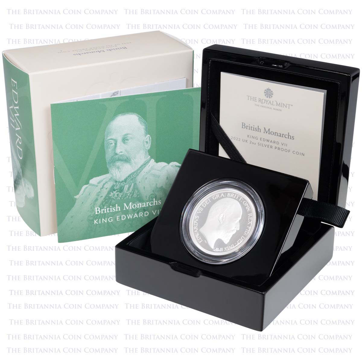UK22E7S2O 2022 British Monarchs King Edward VII Two Ounce Silver Proof Coin Boxed
