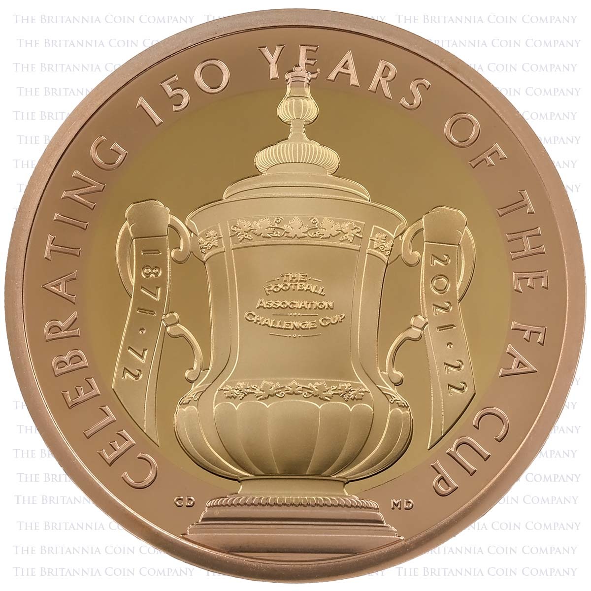 UK22FCGP 2022 FA Cup 150th Anniversary £2 Gold Proof Reverse