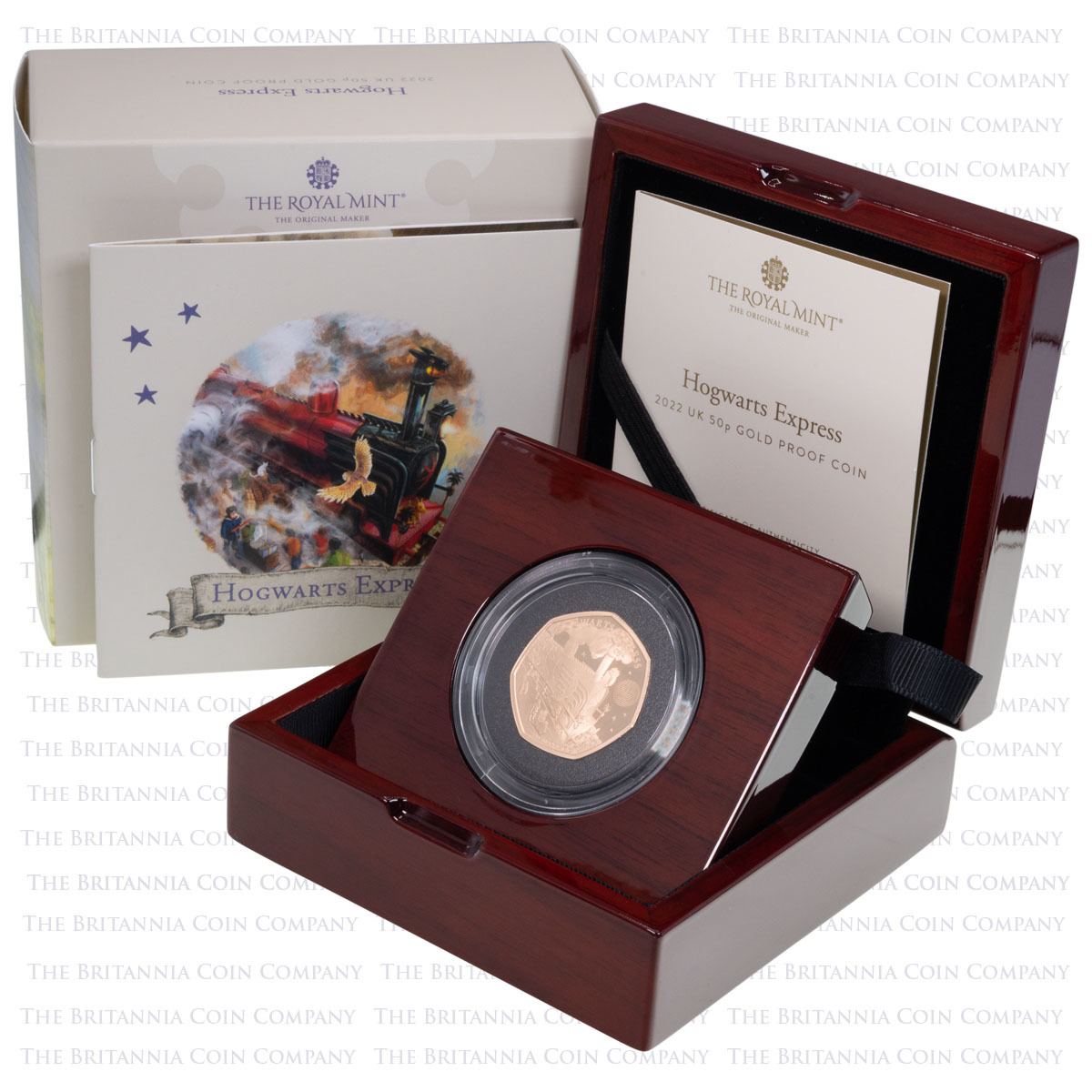 UK22HEGP 2022 Harry Potter Hogwarts Express Fifty Pence Gold Proof Coin Boxed
