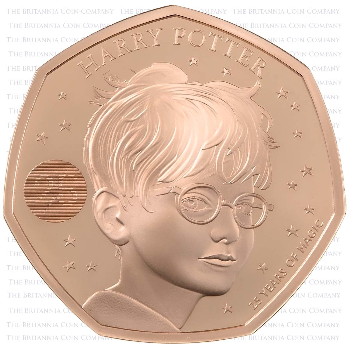 UK22HPGP 2022 Harry Potter 25 Years Of Magic 50p Gold Proof Reverse