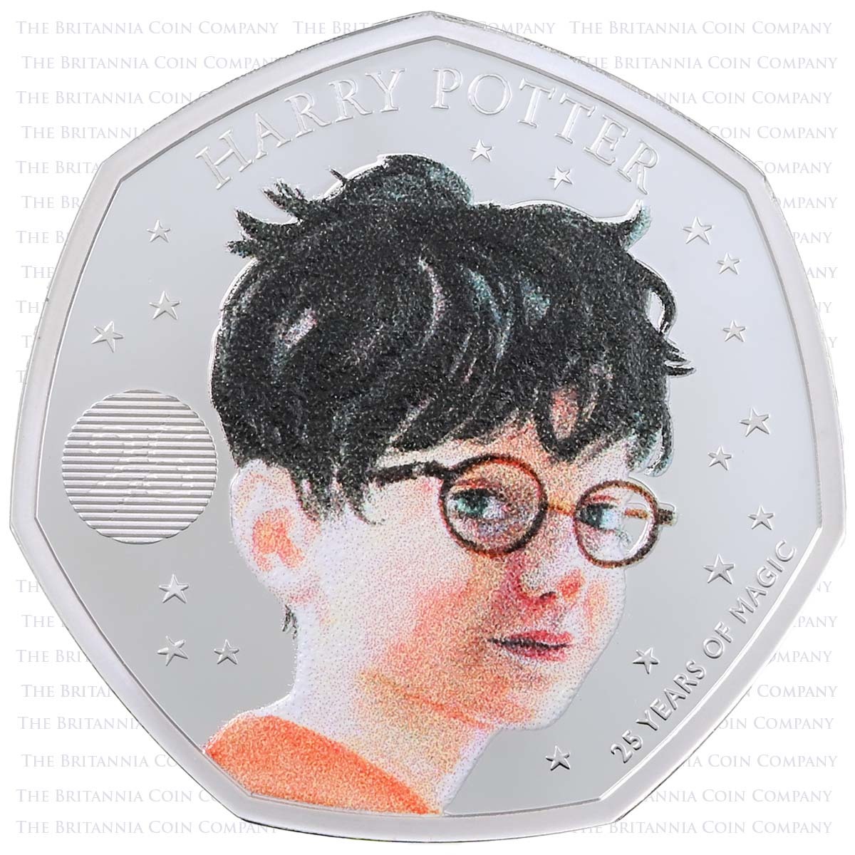UK22HPSP 2022 Harry Potter 25 Years Of Magic 50p Coloured Silver Proof Reverse