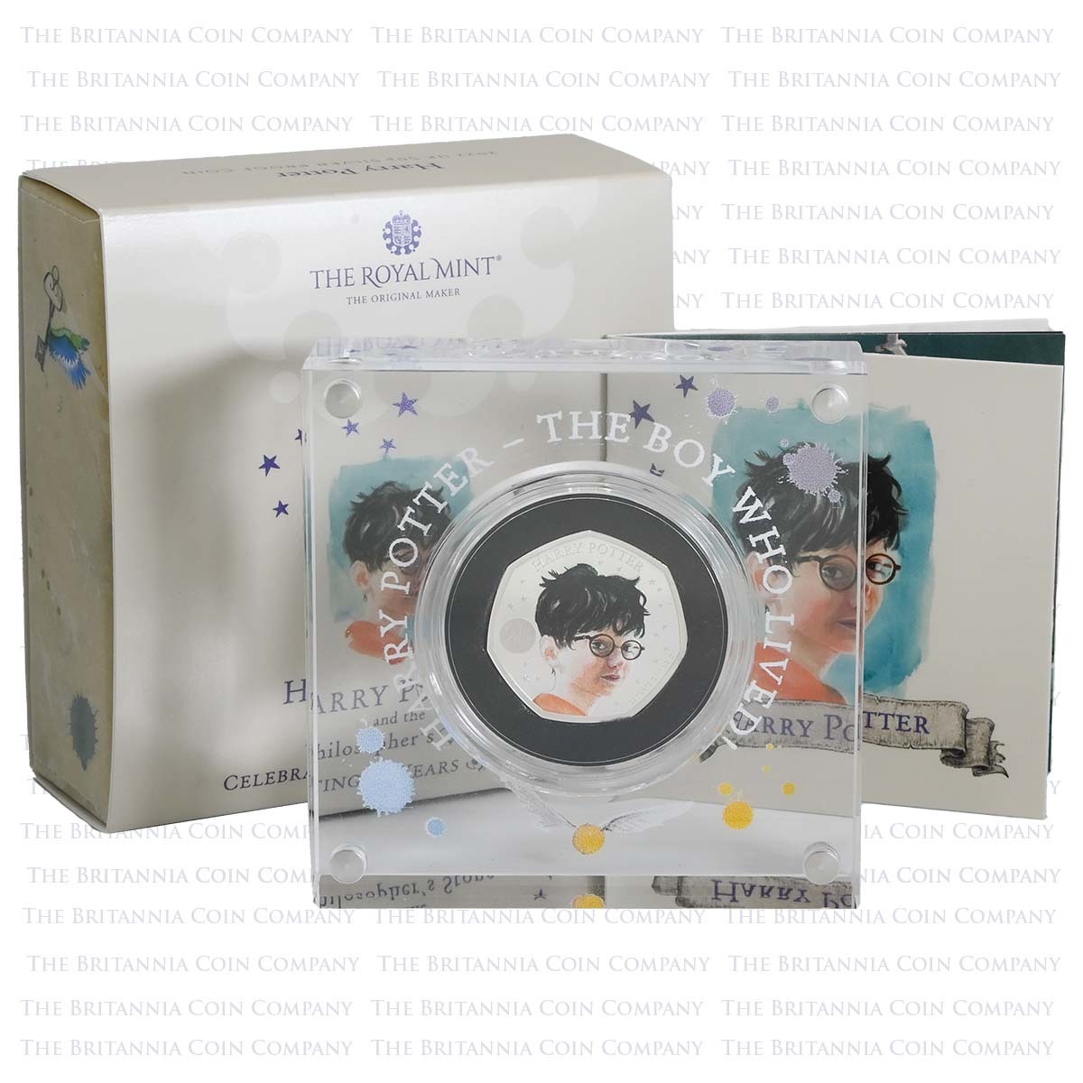 UK22HPSP 2022 Harry Potter 25 Years Of Magic 50p Coloured Silver Proof Packaging