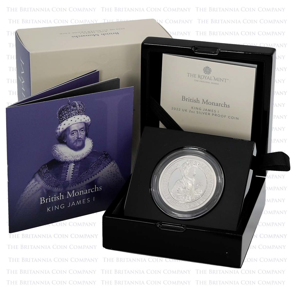 UK22J1S2O 2022 British Monarchs James I 2 Ounce Silver Proof Boxed