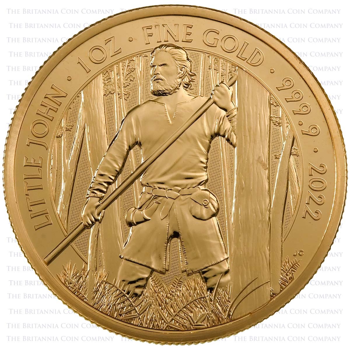 MLLJ221GC 2022 Myths And Legends Little John 1oz 999.9 Gold Bullion Coin Reverse