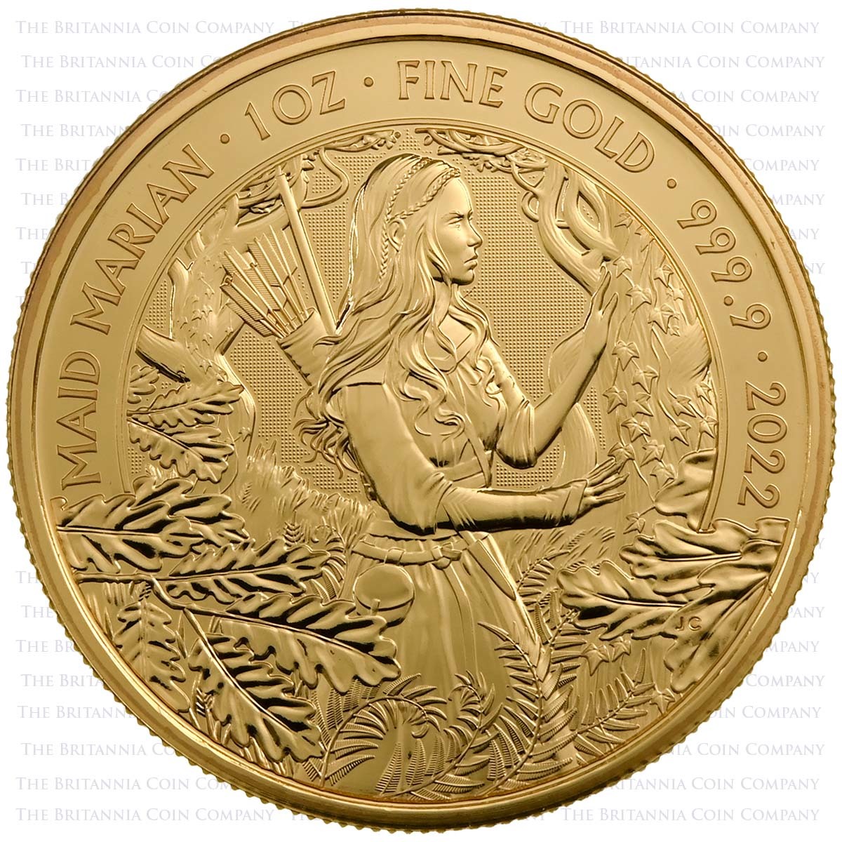 MLMM221GC 2022 Myths And Legends Maid Marian 1oz 999.9 Gold Bullion Coin Reverse