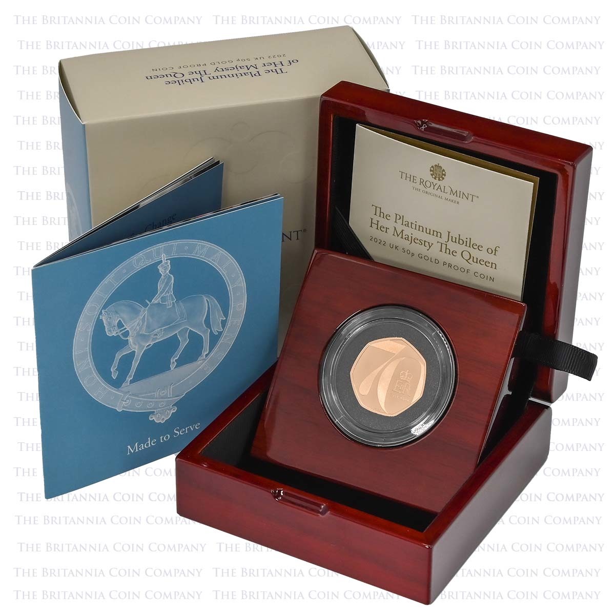 UK22P50G 2022 Platinum Jubilee 50p Gold Proof Boxed