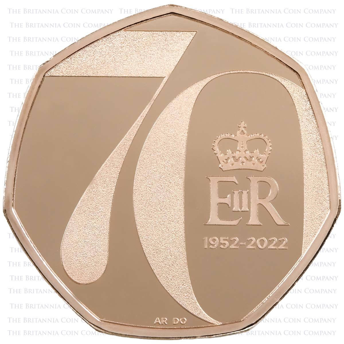 UK22P5GS 2022 Platinum Jubilee 50p Set Gold Proof 70 Reverse