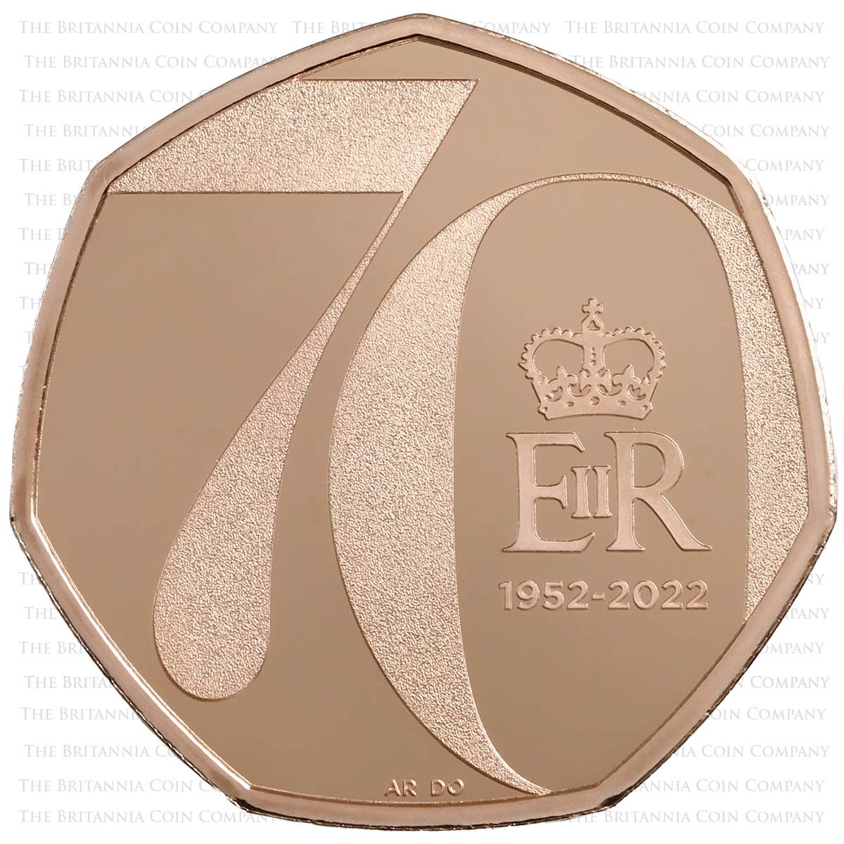 UK22P5GS 2022 Platinum Jubilee 50p Set Gold Proof Osbourne Ross Reverse