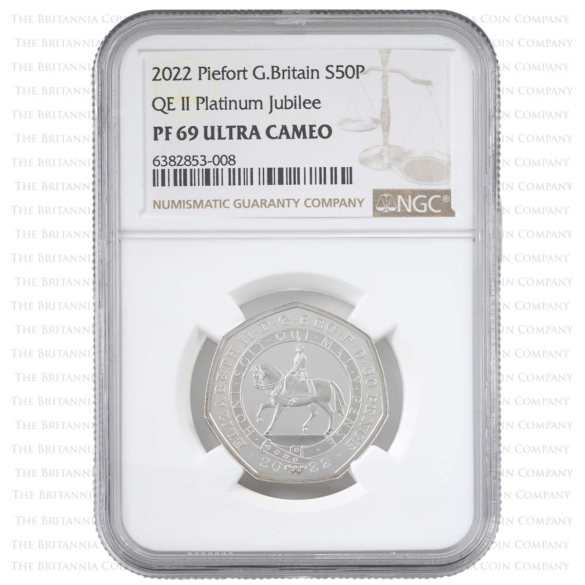 UK22P5PF 2022 Platinum Jubilee 50p Piedfort Silver Proof PF 69 Ultra Cameo NGC Holder