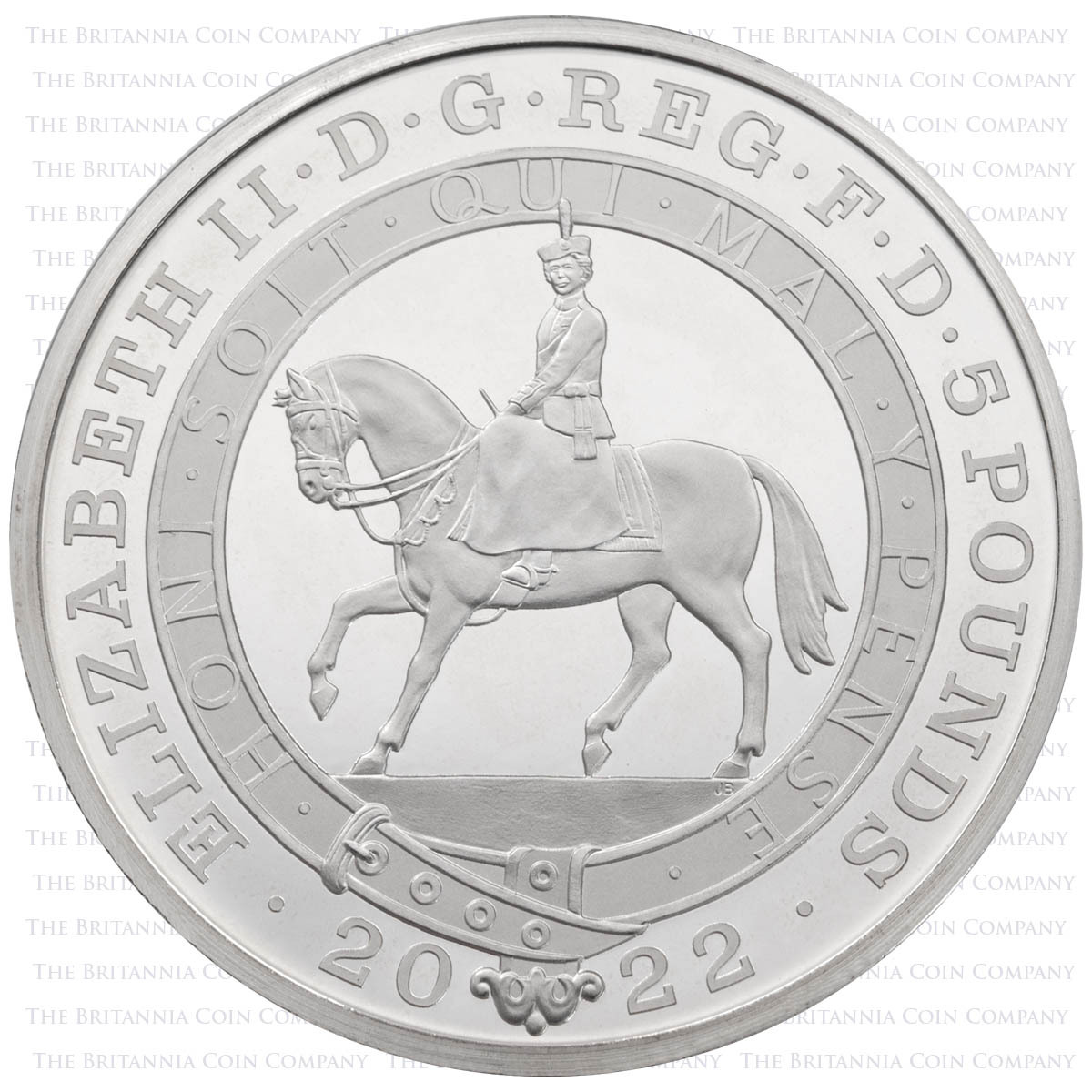 UK22PJPF 2022 Platinum Jubilee Five Pound Piedfort Silver Proof Coin Obverse