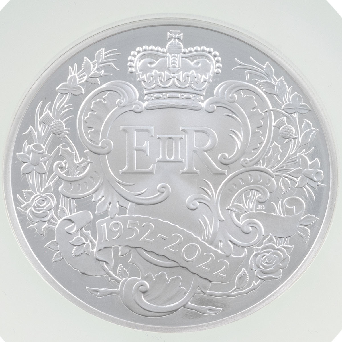 UK22PJS5 2022 Queen Elizabeth II Platinum Jubilee Five Ounce Silver Proof Coin NGC Graded PF 70 Ultra Cameo First 100 Struck Reverse