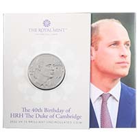 UK22PWBU 2022 Prince William 40th Birthday £5 Crown Brilliant Uncirculated In Folder Thumbnail