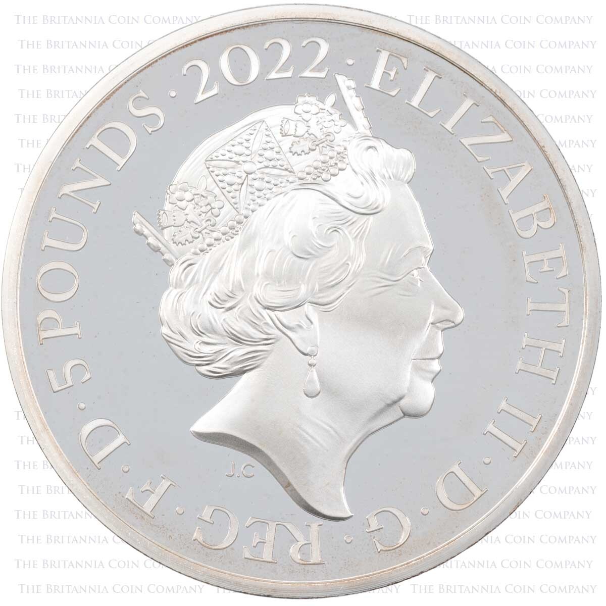 UK22PWSP 2022 Prince William 40th Birthday Five Pound Crown Silver Proof Coin obverse