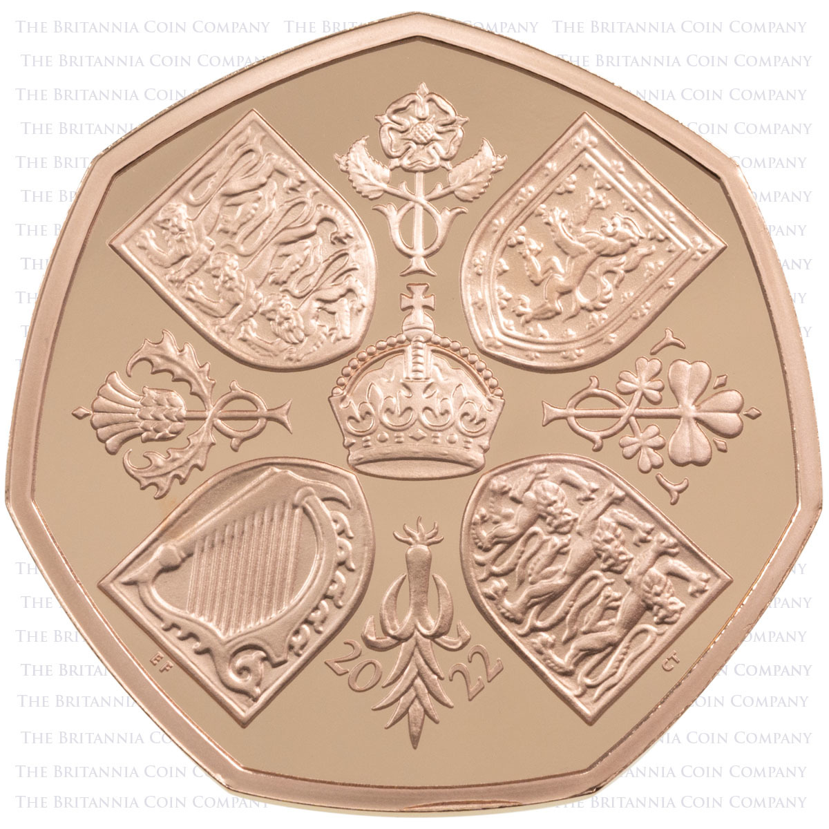 UK22Q50G 2022 Queen Elizabeth II Memorial Fifty Pence Gold Proof Coin Reverse