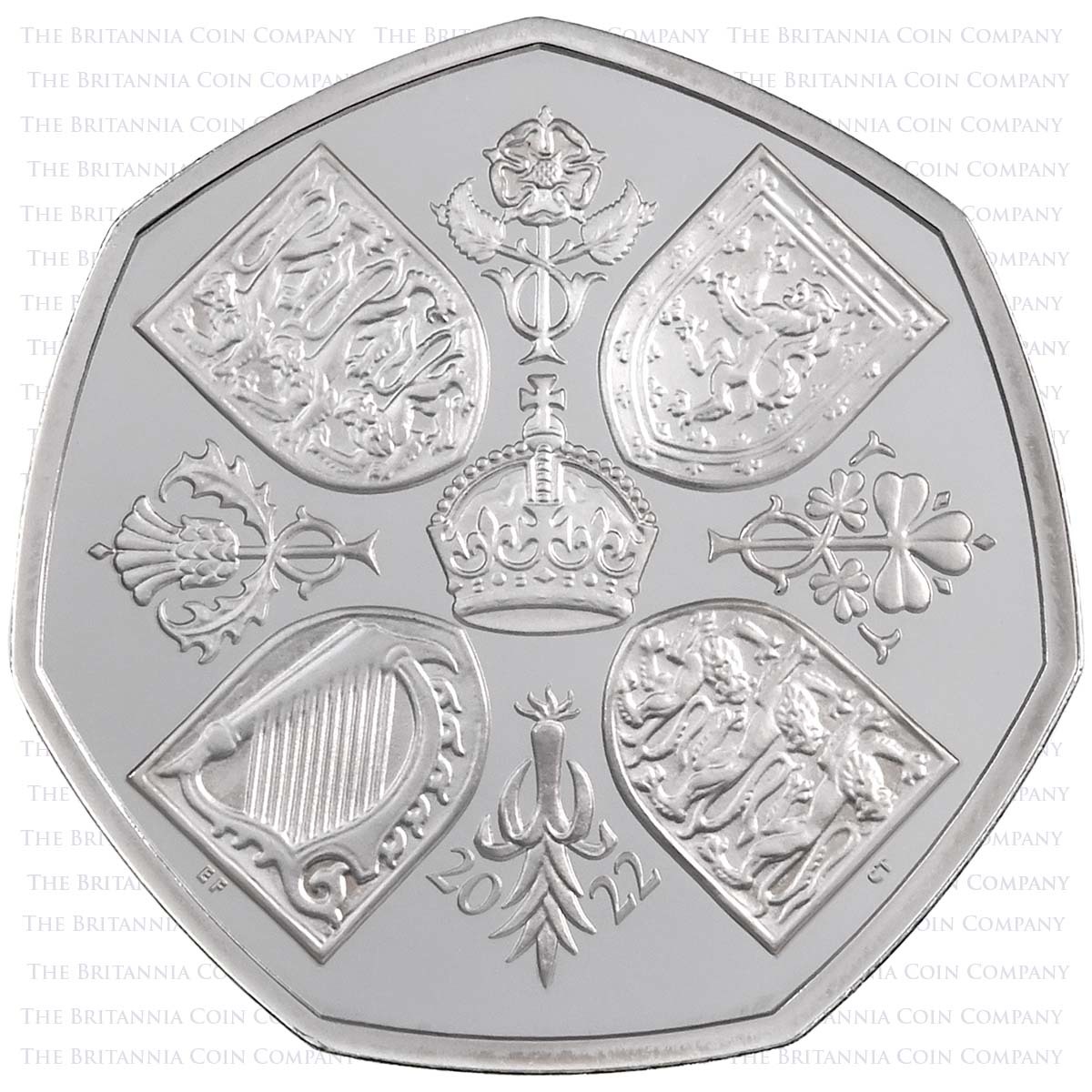 UK22Q50S 2022 Elizabeth II Memorial 50p Silver Proof Coin Reverse