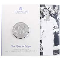 UK22QCBU 2022 Queen Elizabeth II Reign Commonwealth Of Nations Five Pound Crown Brilliant Uncirculated Coin In Folder Thumbnail