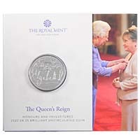 UK22QHBU 2022 Queen Elizabeth II Reign Honours And Investitures Five Pound Crown Brilliant Uncirculated Coin In Folder Thumbnail