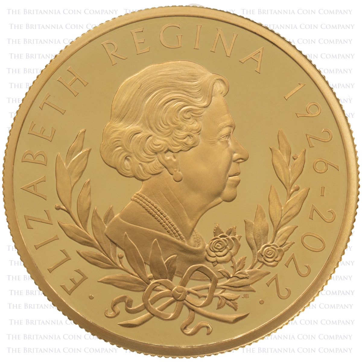 UK22QMG1 2022 Elizabeth II Memorial One Ounce Gold Proof Coin Reverse