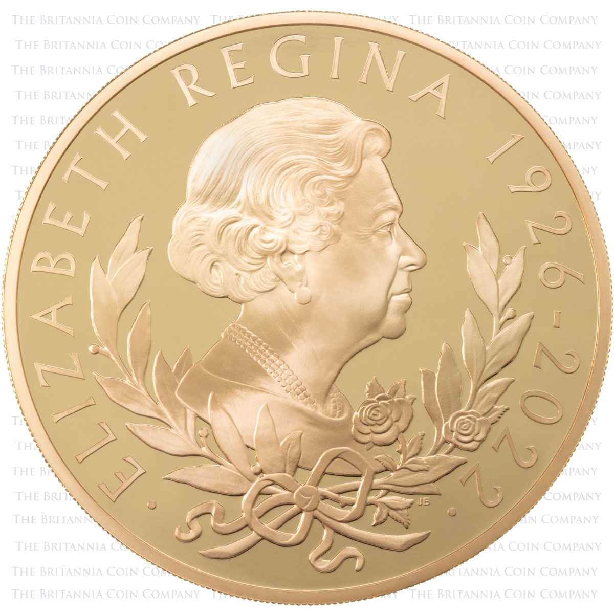 UK22QMG10 2022 Elizabeth II Memorial Ten Ounce Gold Proof Coin Reverse